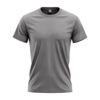 Grey mens short sleeve t shirt mockup isolated on transparent background. png