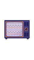 Wavy zigzag pattern on vintage television 2D cartoon vertical animation. 80s TV display. Broadcast nostalgia. Analog device. Old technology animated flat colorful object 4K isolated on white video