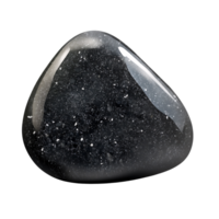 Polished Tumbled Stone Black Galaxy Andesine Labradorite Gemstone with Sparkling Inclusions on a Transparent Background Concept of Geology, Mineralogy, and Lapidary Arts png