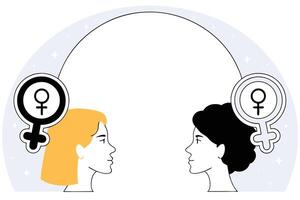 Abstract female silhouettes design a symbolic representation of women vector