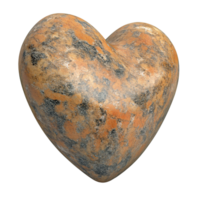 Textured stone heart on transparent background, symbolizing love, geology, and natural beauty with earthy tones and unique patterns png