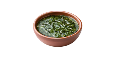 Fresh Chimichurri Sauce in Rustic Bowl, Traditional Argentinian Condiment with Parsley, Garlic, and Olive Oil Culinary Concept of Gourmet Food and Healthy Eating png