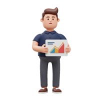 A man holding a chart with a graph on it png