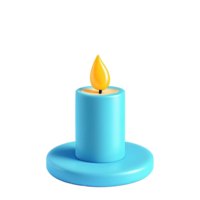 3D Render of Blue Candle with Flame on Transparent Background png