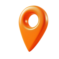 3D Orange Location Pin Pointer Icon on Transparent Background png