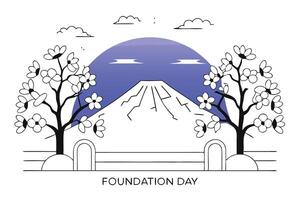 The foundation day logo with a mountain in the background vector