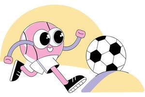 a cartoon character running with a soccer ball vector