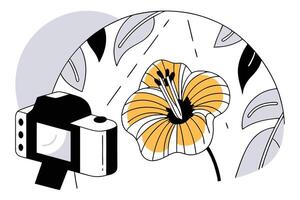 Illustration of a camera and flower vector