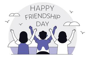 Stylized happy friendship day illustration featuring colorful design elements and celebratory graphics vector