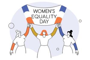 Diverse women celebrating equality day group design for print or web vector