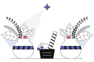 Whimsical holiday decor in surreal style featuring bright elements perfect for festive season illustrations and imaginative design vector