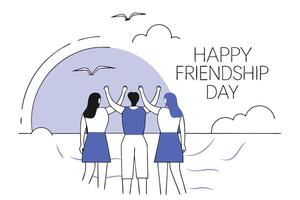 Stylized illustration celebrating friendship day with colorful design elements vector