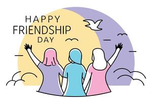 Stylized happy friendship day illustration featuring colorful design and typography using helvetica and courier fonts vector
