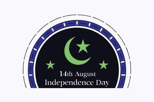 Green crescent moon design celebrating independence day in august vector