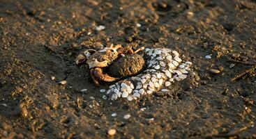 Crab Shell and Clam Shells on Mud Flat in Natural Light photo