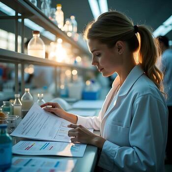 Scientist Analyzing Data in a Laboratory Setting photo