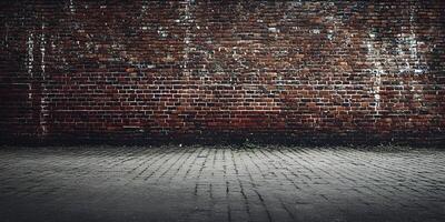 Old Brick Wall and Cobblestone Pavement photo