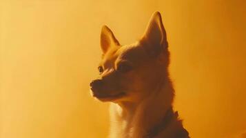 Portrait of a Small Dog in Golden Hour Light photo