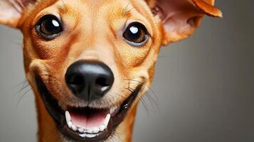 Close-up of Happy Brown Dog Face photo