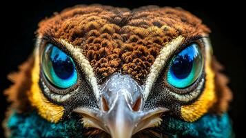 Close-up of Vibrant Peacock Eye and Feathers photo