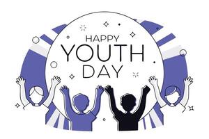 Colorful silhouettes of joyful young adults in dynamic poses with arms raised vector