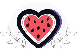 A heart shaped watermelon graphic design featuring a red watermelon with a heart shape for valentines day or summer designs vector