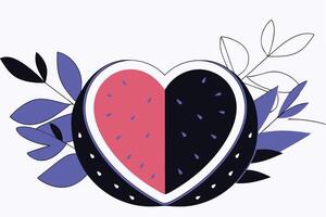 A heart shaped watermelon design featuring red watermelon slices arranged in a heart pattern with green rind details vector