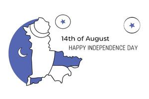 Pakistan independence day design featuring a green map of the country with celebratory elements vector