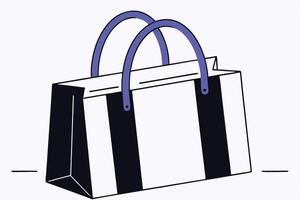 Graphic design of a yellow shopping bag with a blue handle a colorful retail illustration vector