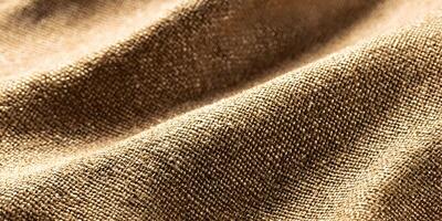 Closeup Brown Fabric Texture Detailed Linen Burlap Background photo