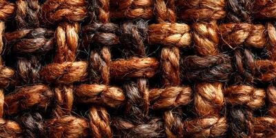 Brown and Dark Brown Woven Fabric Texture Close Up Detailed Intertwined Threads Seamless Pattern photo