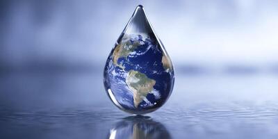 Earth Inside Water Drop Globe Planet Nature Environmental Conservation photo