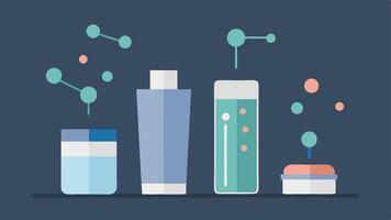 Skincare Routine A visual representation of a daily skincare routine featuring two tubes or jars one labeled traditional with larger particles and the other nanotech with tiny. vector