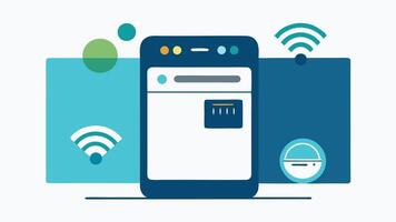 Smart Dishwasher A dishwasher with a visible panel that includes smart features like energy usage tracking and cycle selection via an app.. vector