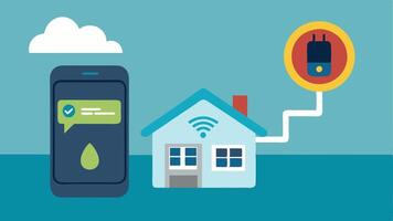 Smart Meter Alert An illustration of a smart meter sending an alert to a homeowners smartphone about unusual energy usage prompting them to investigate.. vector
