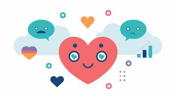 Sentiment Analysis A heartshaped graphic displaying various emotional icons happy sad angry confused being assessed by an AI brain showcasing how AI evaluates the sentiment of. vector