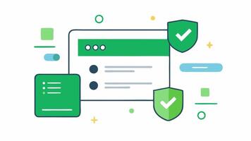 Secure Checkout Process A simplified checkout page interface with visual elements of AI security including checkmarks green lights and protective icons ensuring a smooth. vector