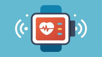 Smart Health Monitor A wearable device on a patients wrist displaying vital signs in real time with an AI graphic overlay indicating alert levels for any abnormalities.. vector