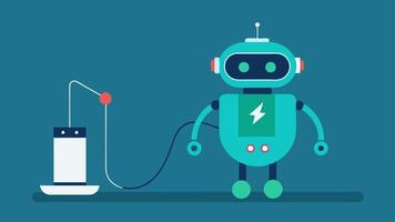 SelfCharging Station An illustration featuring a robot autonomously navigating to its charging dock at the end of its shift showcasing its advanced navigation abilities and. vector