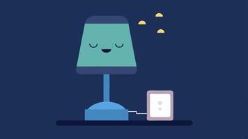 Sleep Mode Lamp A bedside lamp emitting soft light with a smartphone p face down beside it promoting the idea of turning off devices for better sleep.. vector