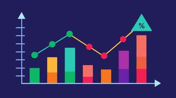 Risk Assessment Graph A dynamic graph showing risk levels in trading along with AI metrics that indicate optimal riskreward ratios using vibrant colors for clarity.. vector
