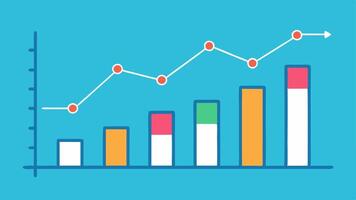 Shopping Behavior Graph A line graph or bar chart depicting shopping trends over time with data points illustrating peak shopping hours and product interest in different sections.. vector