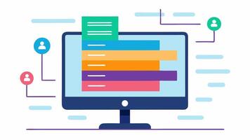 Resume Sorting A digital screen displaying a flow of resumes being sorted by an AI algorithm with colorful bars indicating skill levels and qualifications.. vector
