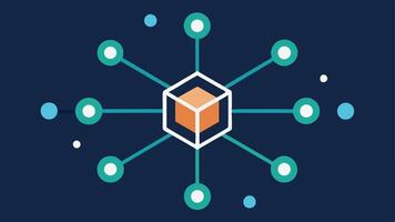 Smart Contract Node A closeup view of a blockchain node with a smart contract icon at its core depicting how automated agreements are stored and processed seamlessly.. vector