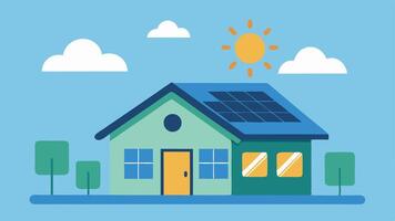 Smart Meter with Solar Panels A house with solar panels on the roof featuring a smart energy meter that shows both solar energy production and household consumption.. vector