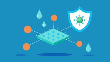 Smart Coatings An illustrative representation of nanoparticles applied as a coating on surfaces showing their effects like waterrepellency scratch resistance and enhanced. vector