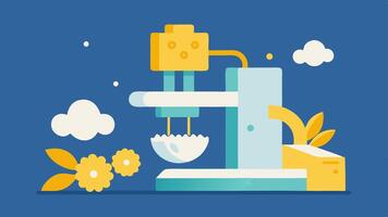 Savory Pasta Shapes A 3D printer extruding fresh pasta in unique shapes like flowers and animals with flour dust tered around.. vector