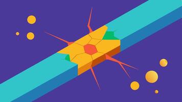 SelfHealing Materials A depiction of nanoscale particles repairing a crack in a material illustrated with vibrant colors transitioning from damaged to restored.. vector