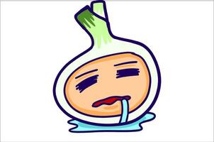 Sleeping Cartoon Figure Dressed as a Green Onion vector