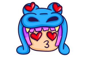 Cute Character with Heart Eyes and Kissing Face with a Crocodile hat vector